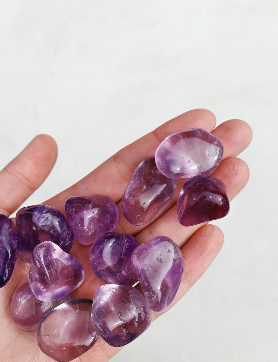 Cleanse & Co. Amethyst. Ethically Sourced Tumbled Crystal.