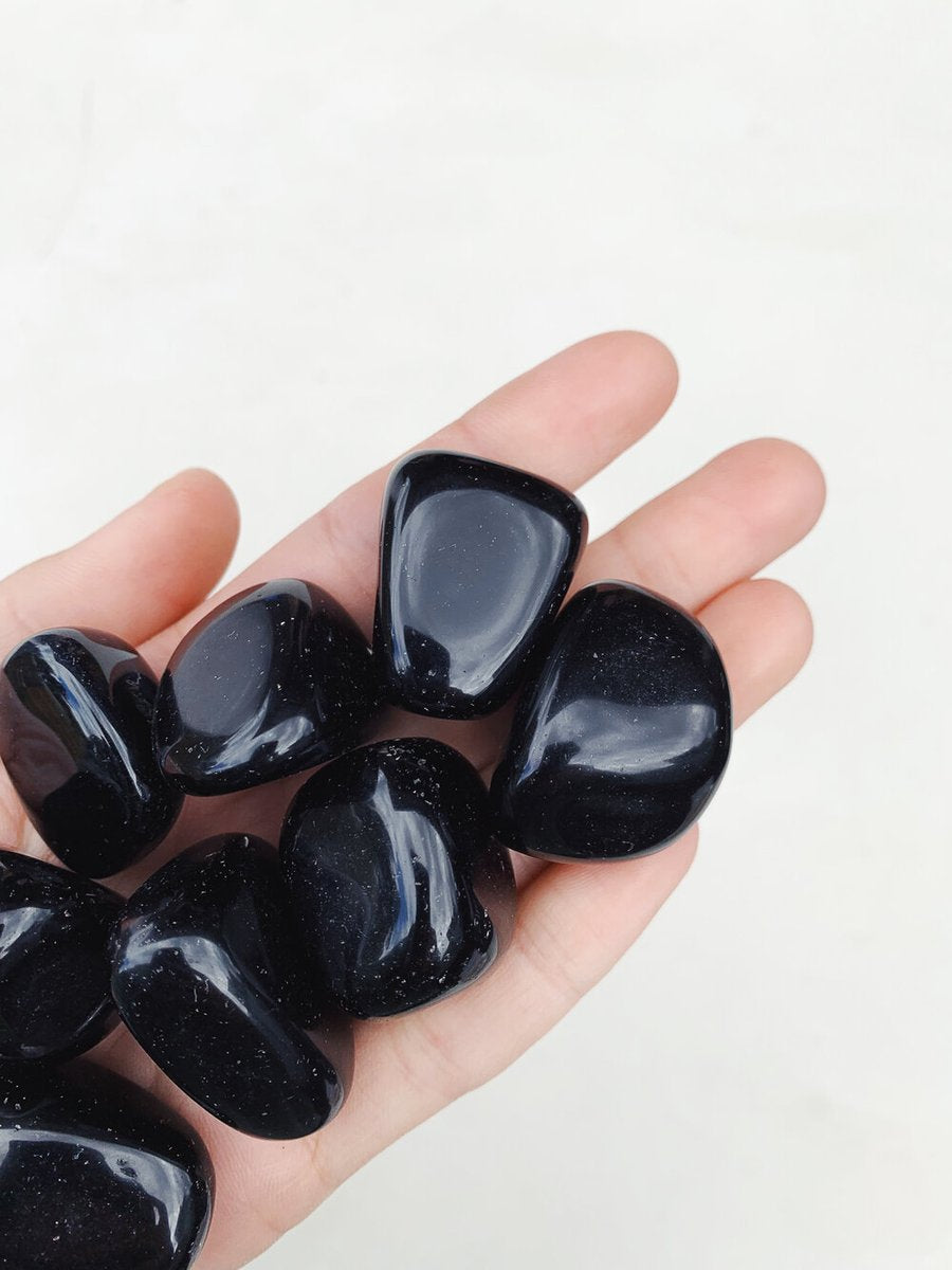 CLEANSE & CO. Black Obsidian. Ethically Sourced Tumbled Crystal.