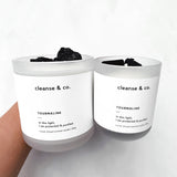 Cleanse & Co. Black Tourmaline Protected & Purified Intention Candle. 400G and 200G Vegan-Friendly Soy and Coconut Wax.