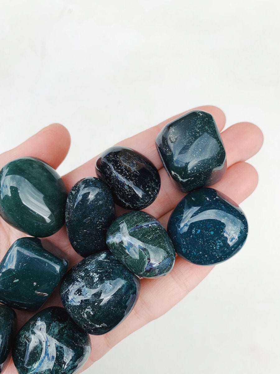 CLEANSE & CO. Bloodstone. Ethically Sourced Tumbled Crystal.