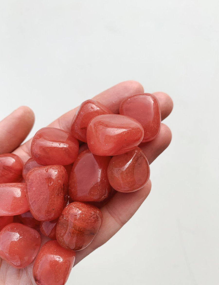 CLEANSE & CO. Cherry Quartz. Ethically Sourced Tumbled Crystal.