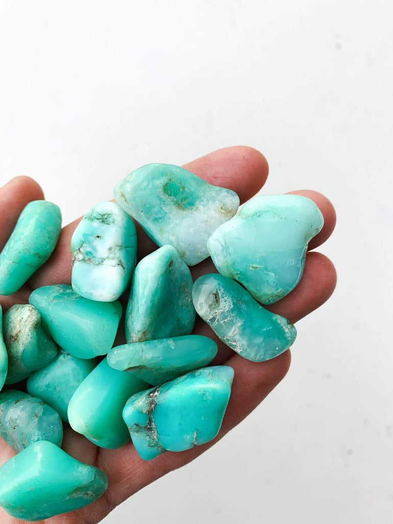 CLEANSE & CO. Chrysoprase. Ethically Sourced Tumbled Crystal.