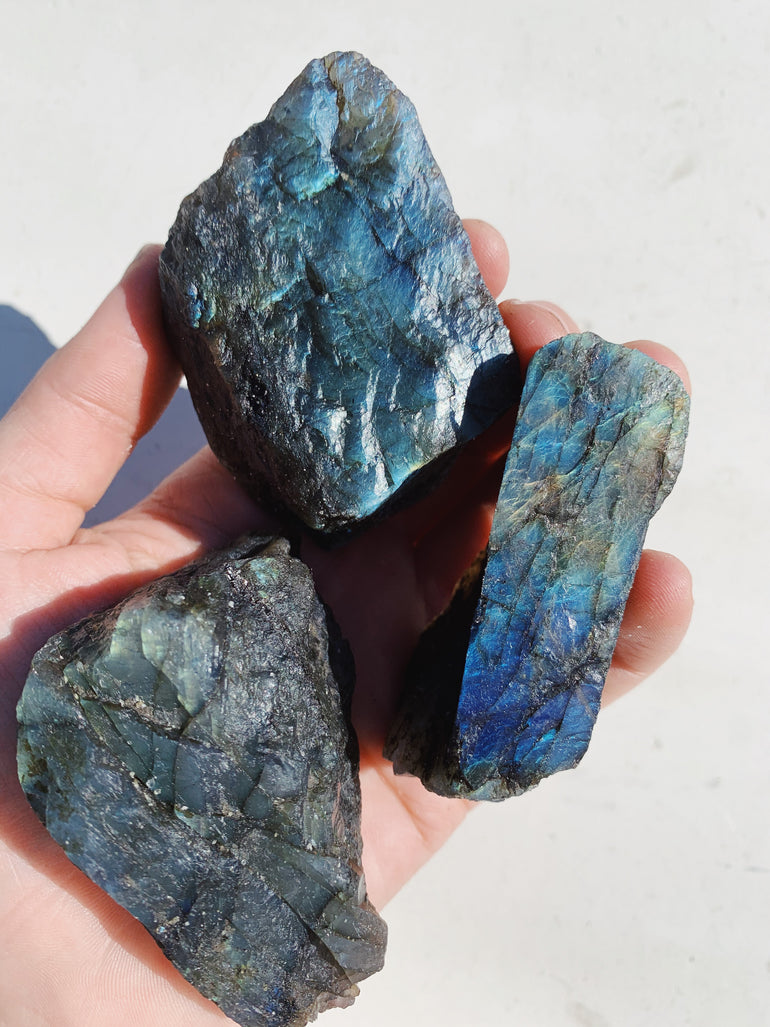 CLEANSE & CO. Large Raw Labradorite. Ethically Sourced Raw Crystals.