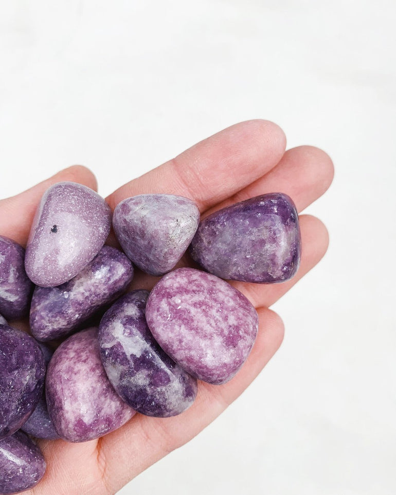 CLEANSE & CO. Lepidolite. Ethically Sourced Tumbled Crystal.
