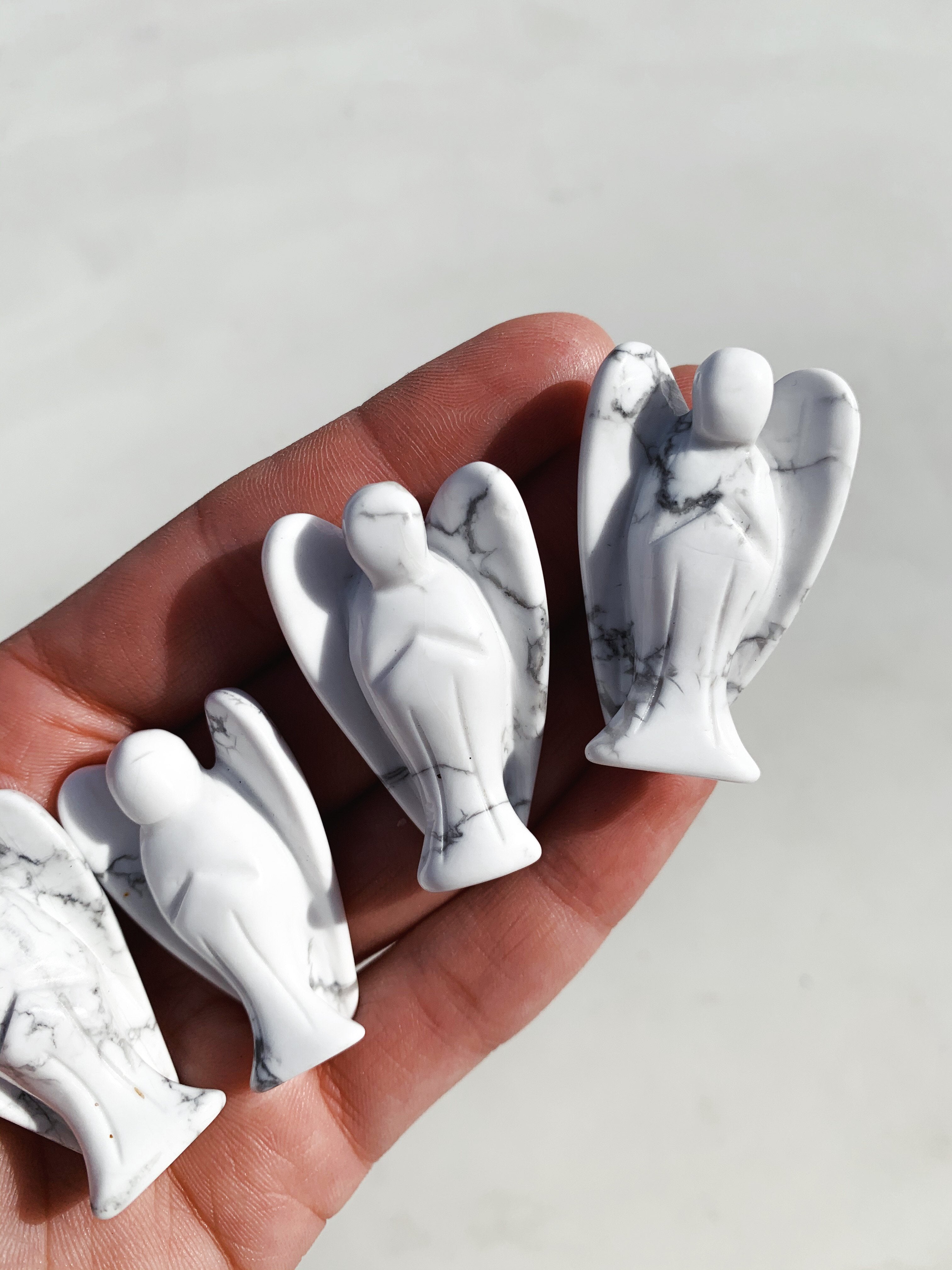 Cleanse & Co. Howlite Crystal Angel. Ethically Sourced Polished Crystals