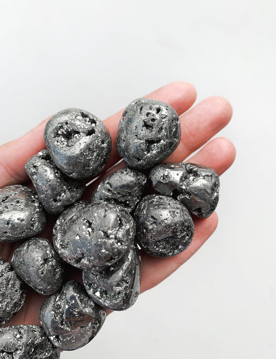 CLEANSE & CO. Pyrite. Ethically Sourced Tumbled Crystal.