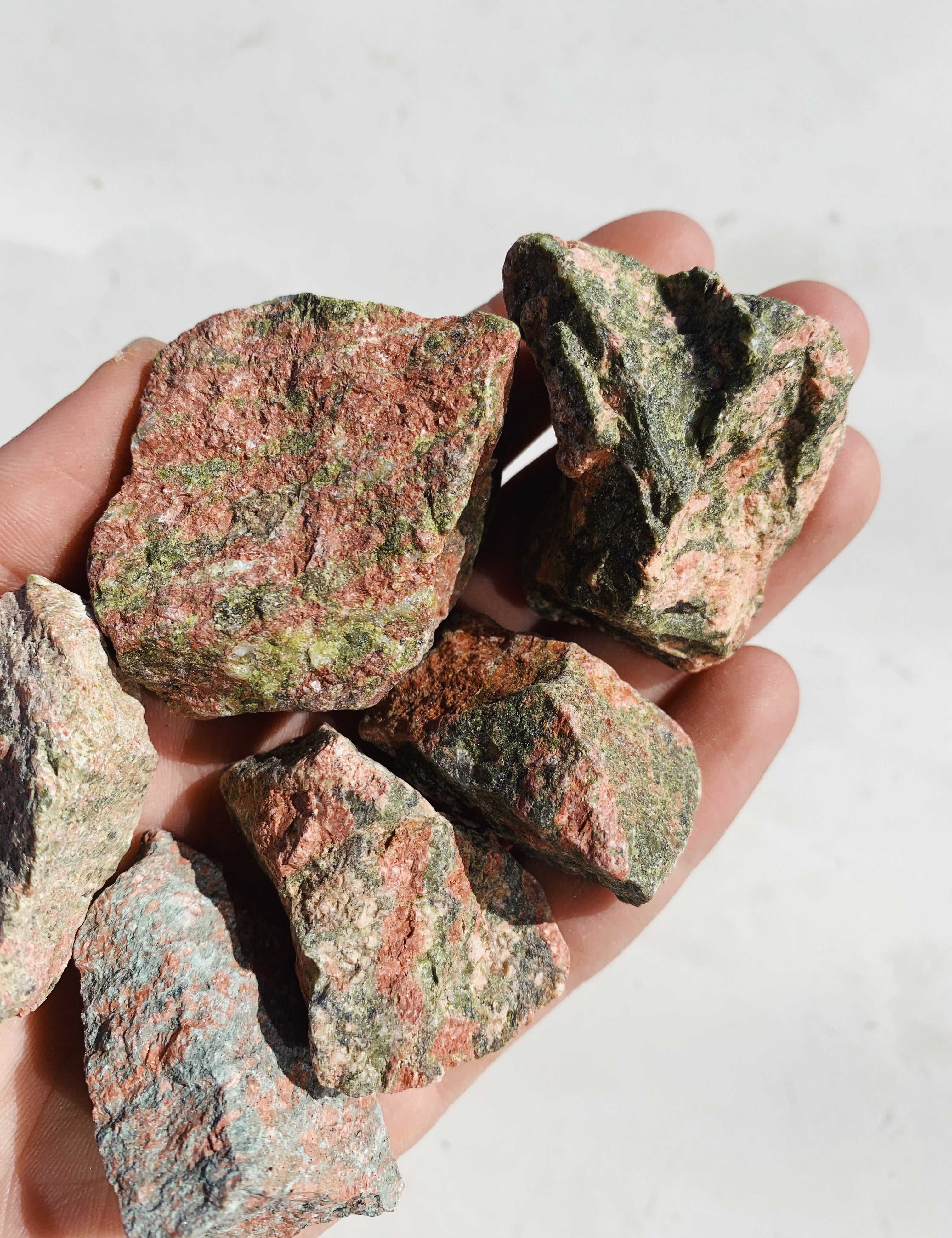 Cleanse & Co. Raw Unakite Crystal. Ethically Sourced Tumbled Crystals.
