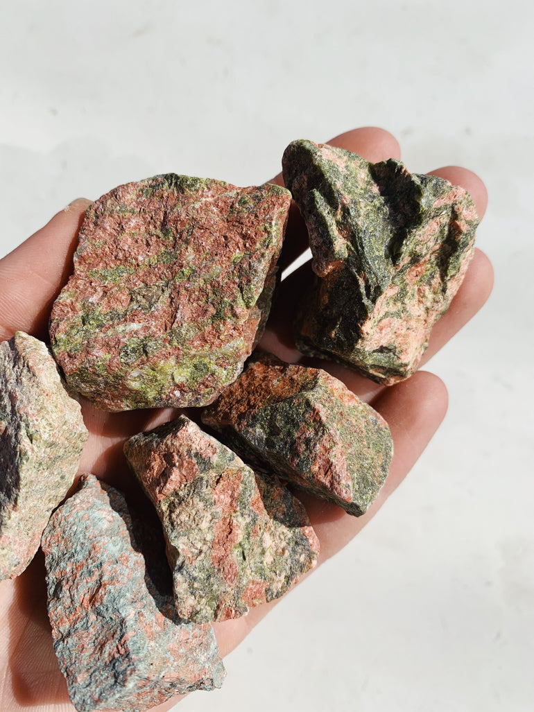 Cleanse & Co. Raw Unakite Crystal. Ethically Sourced Tumbled Crystals.