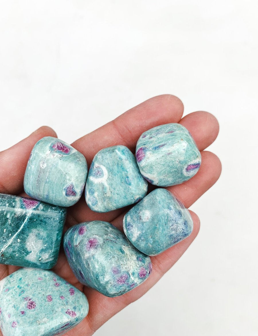 CLEANSE & CO. Ruby In Fuchsite. Ethically Sourced Tumbled Crystal.