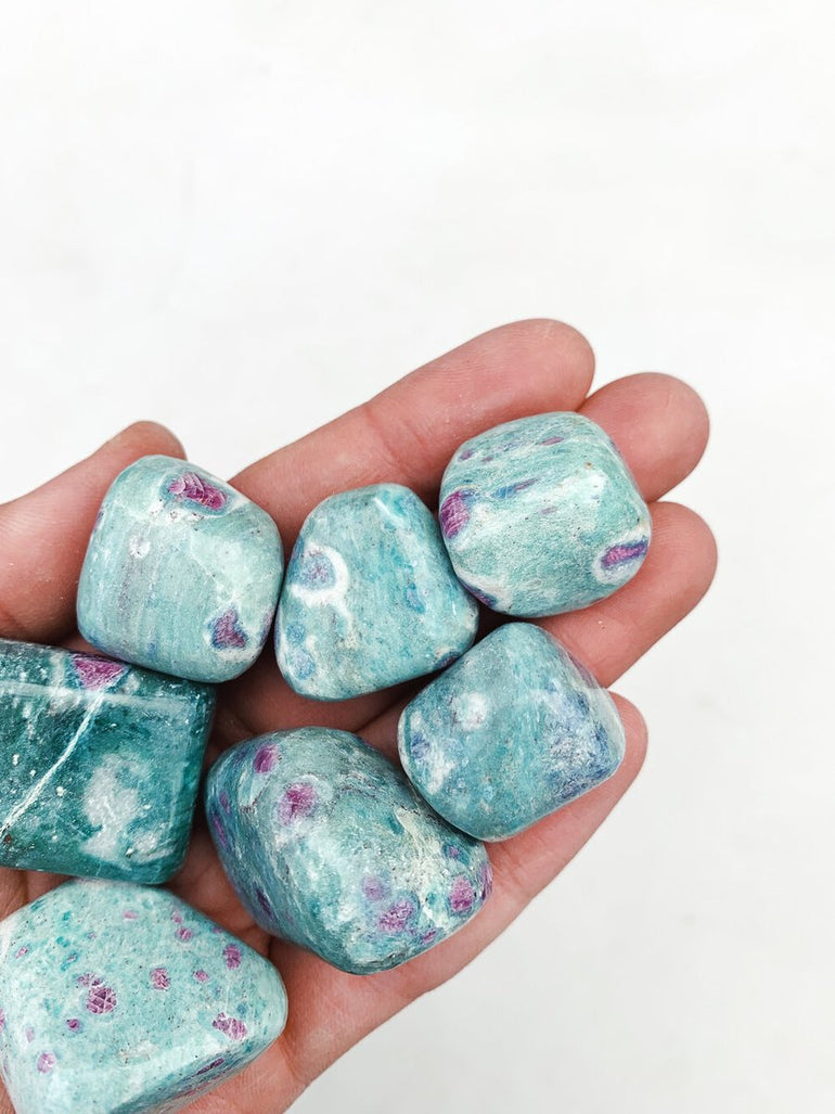 CLEANSE & CO. Ruby In Fuchsite. Ethically Sourced Tumbled Crystal.