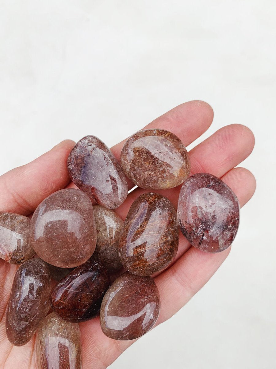 CLEANSE & CO. Rutilated Quartz. Ethically Sourced Tumbled Crystal.