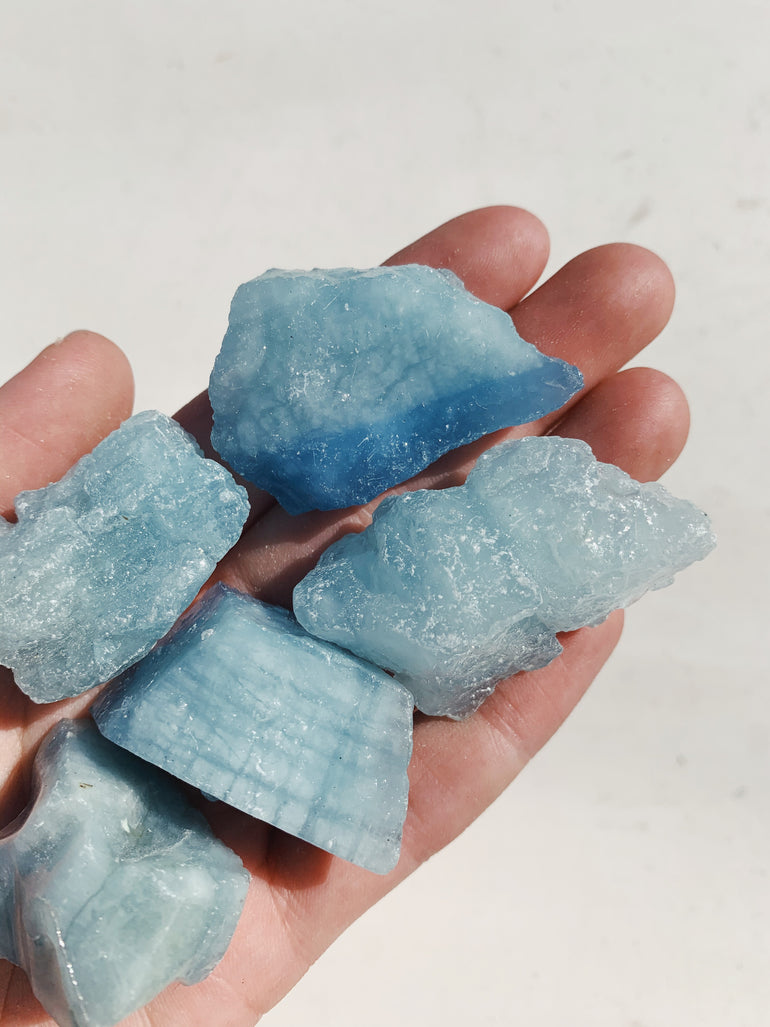 Cleanse & Co. Small Raw Aquamarine. Ethically Sourced Raw Crystals.