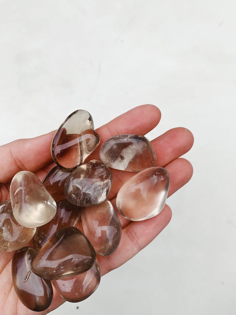 CLEANSE & CO. Smokey Quartz. Ethically Sourced Tumbled Crystal.