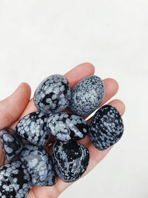 CLEANSE & CO. Snowflake Obsidian. Ethically Sourced Tumbled Crystal.