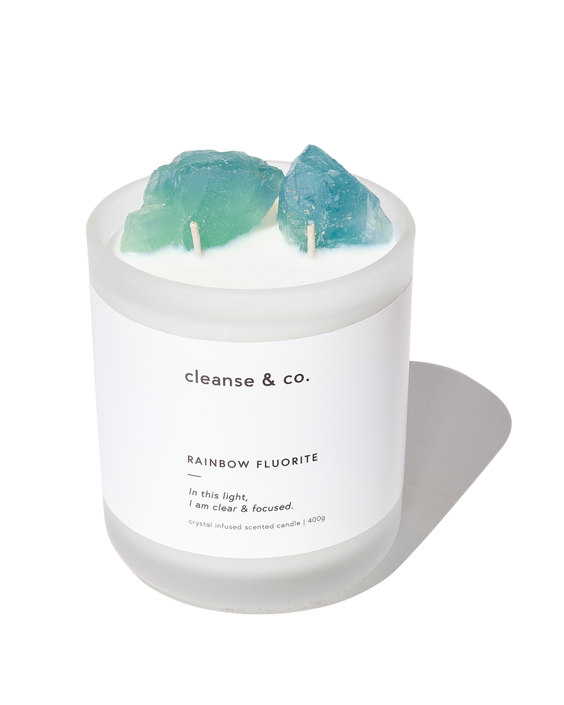 Rainbow Fluorite Intention Candle - clear & focused