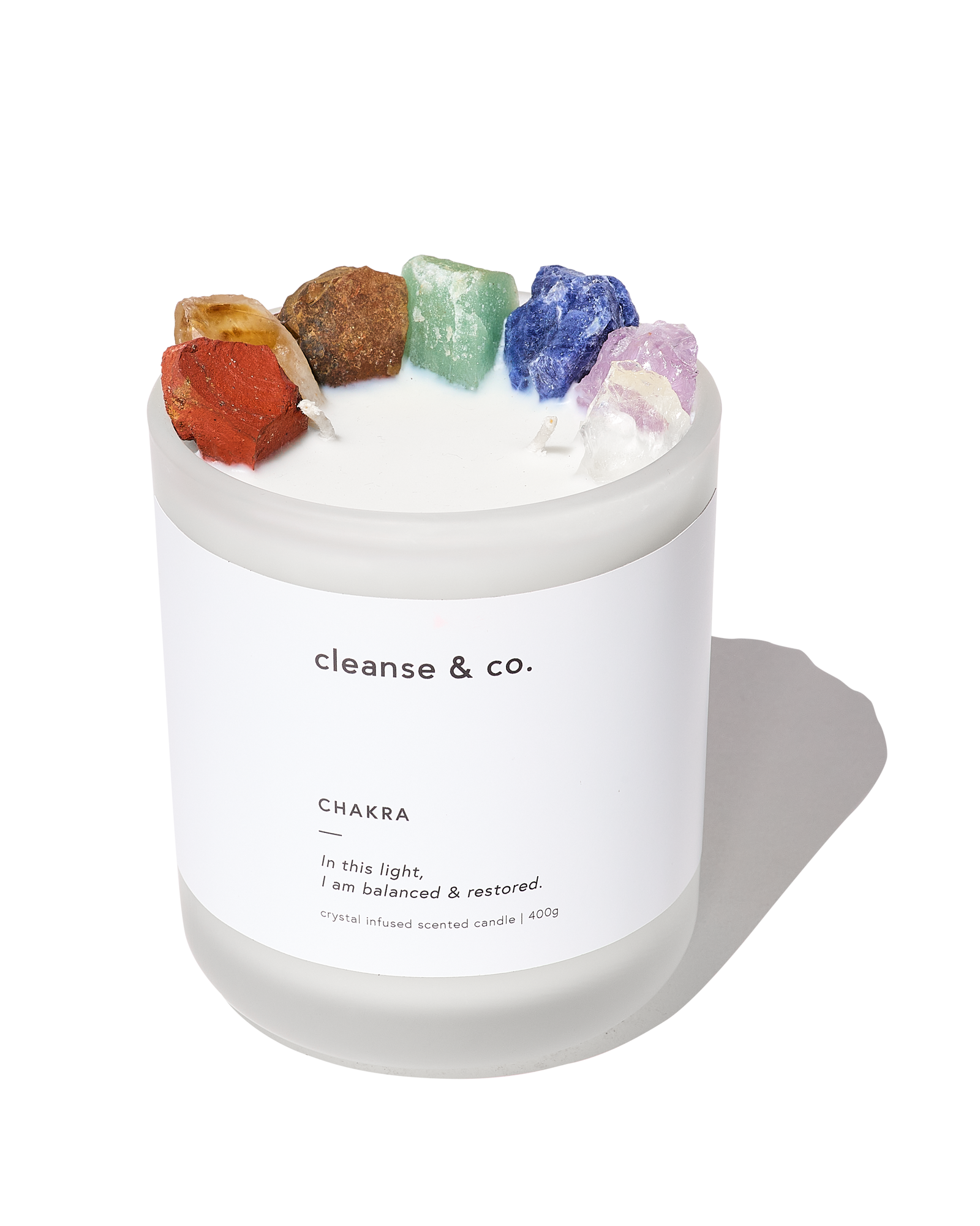 Crystal Candle with Raw Chakra Crystals