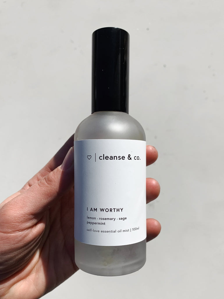 Cleanse & Co. I am Worthy. Self Love Mist. Essential Oil Blend.