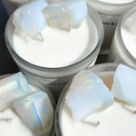 Crystal Candles with Raw Opalite view from the top