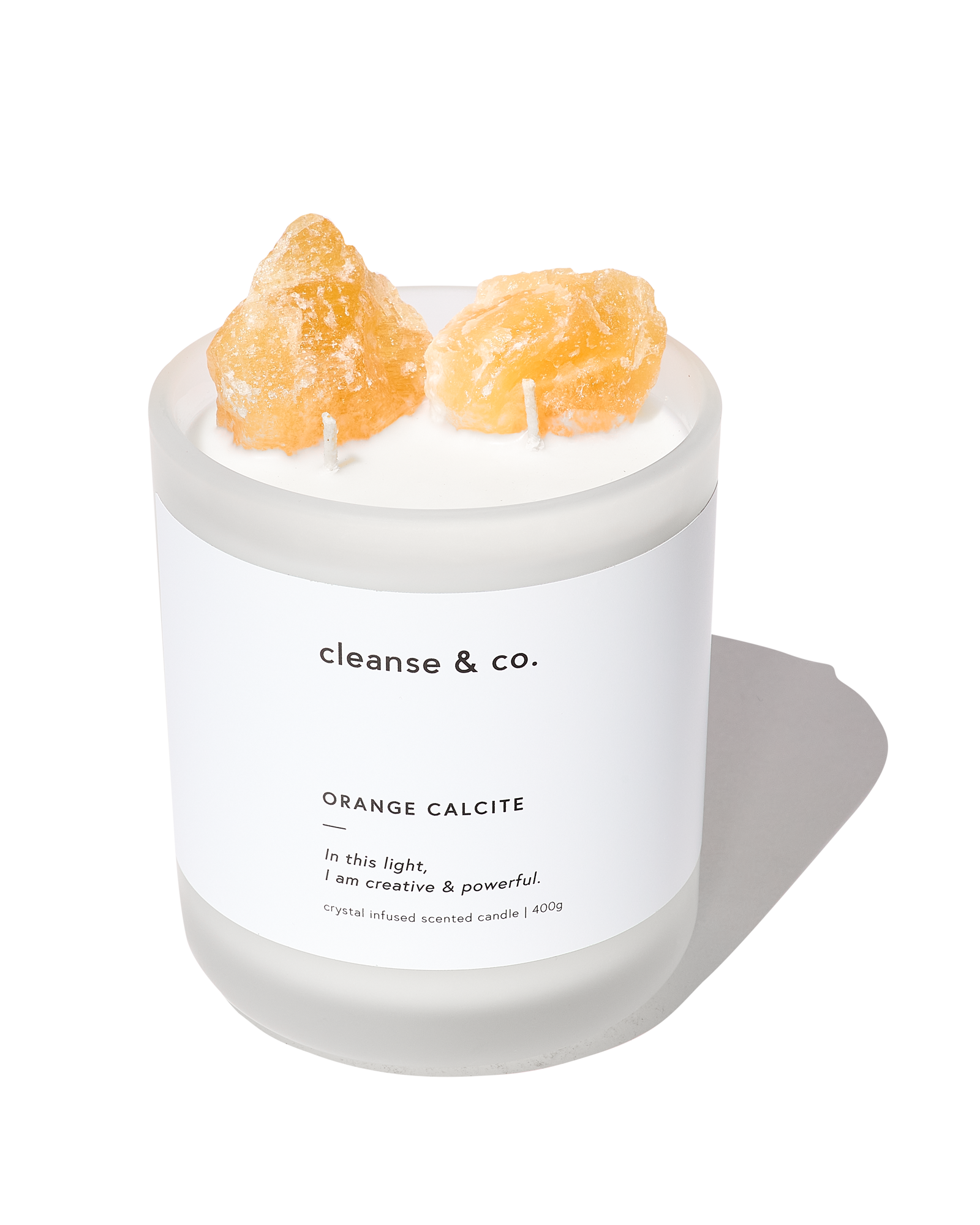 Orange Calcite Crystal Candle