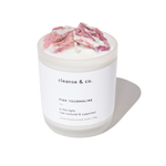 Crystal Candle with Raw Pink Tourmaline