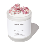 Crystal Candle with Raw Pink Tourmaline