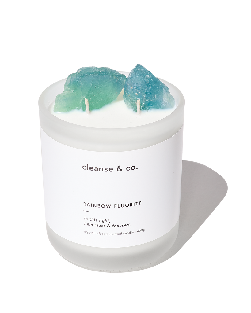Rainbow Fluorite Crystal Candle