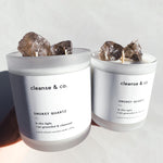 Crystal Candle with Raw Smokey Quartz Crystals