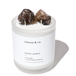 Crystal Candle with Raw Smokey Quartz Crystals