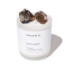 Crystal Candle with Raw Smokey Quartz Crystals