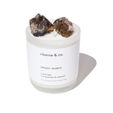Crystal Candle with Raw Smokey Quartz Crystals