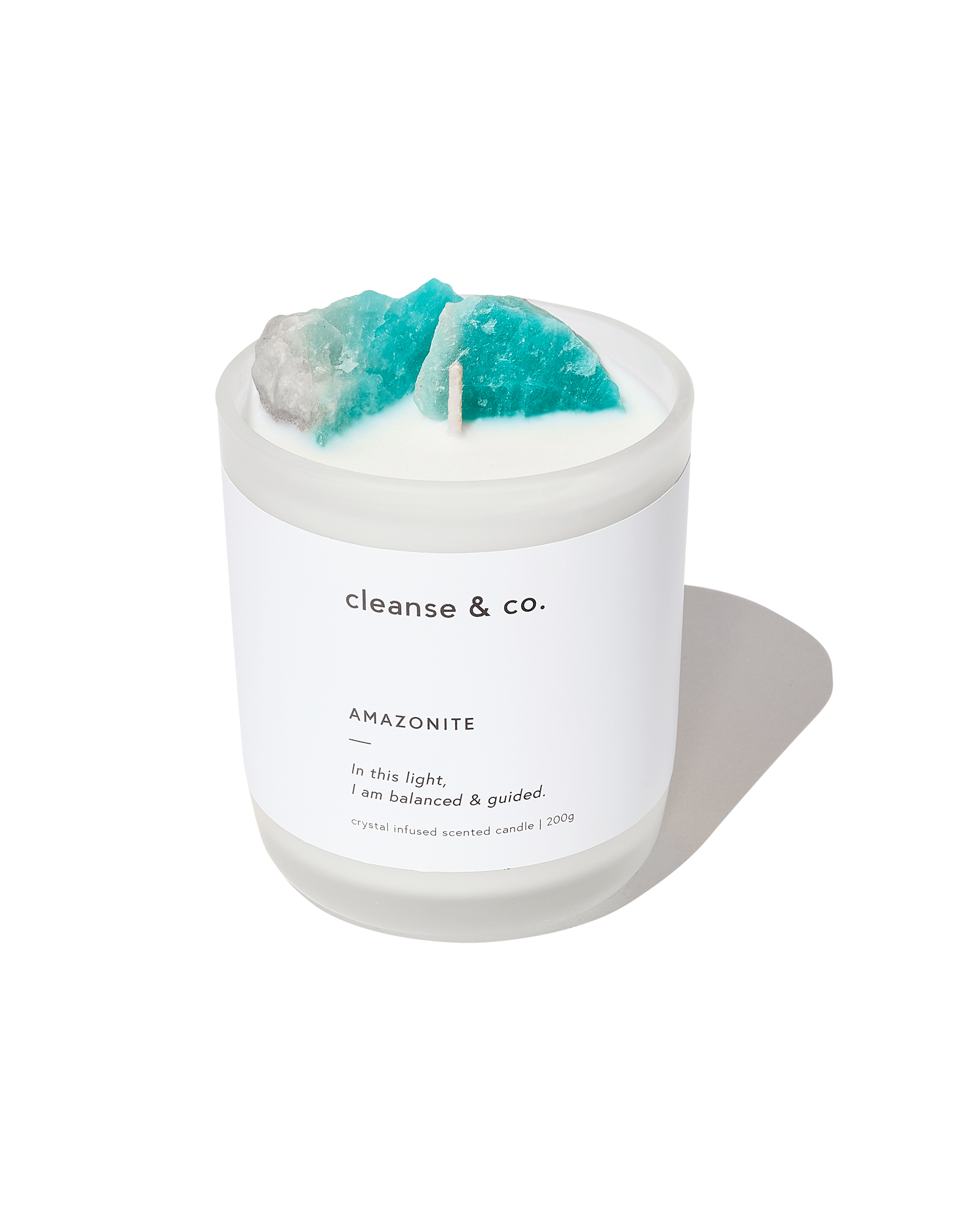 Amazonite Intention Crystal Candle - balanced & guided candle cleanse and co.