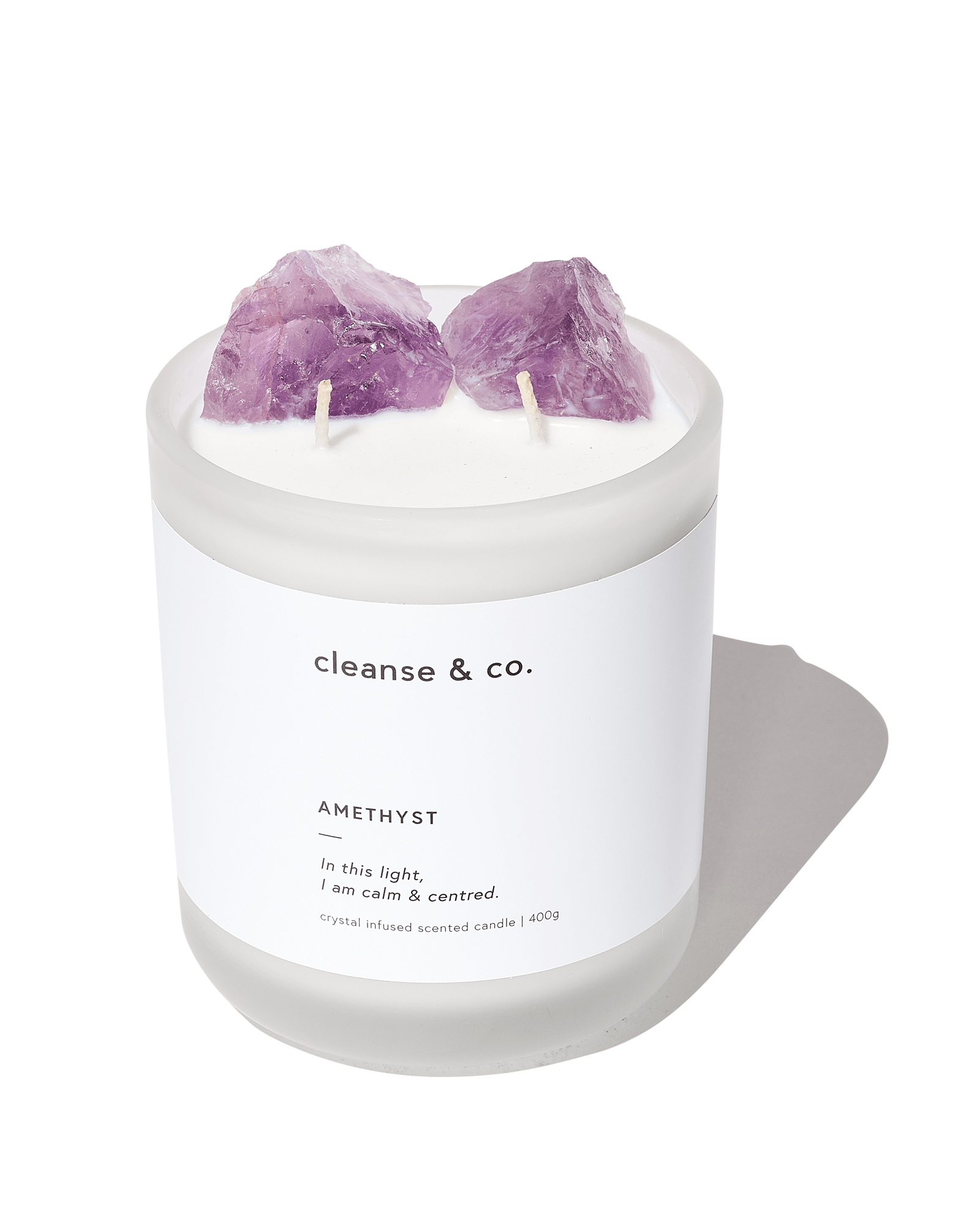 Amethyst Intention Crystal Candle - calm & centred candle cleanse and co.