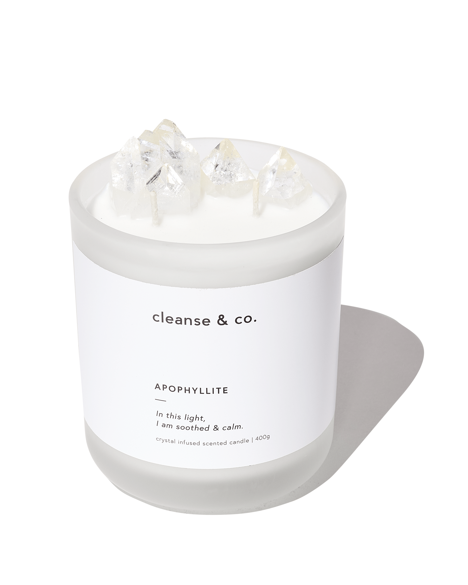 Apophyllite Intention Crystal Candle - soothed & calm candle 400G / Coconut, Lime & Elderflower cleanse and co.