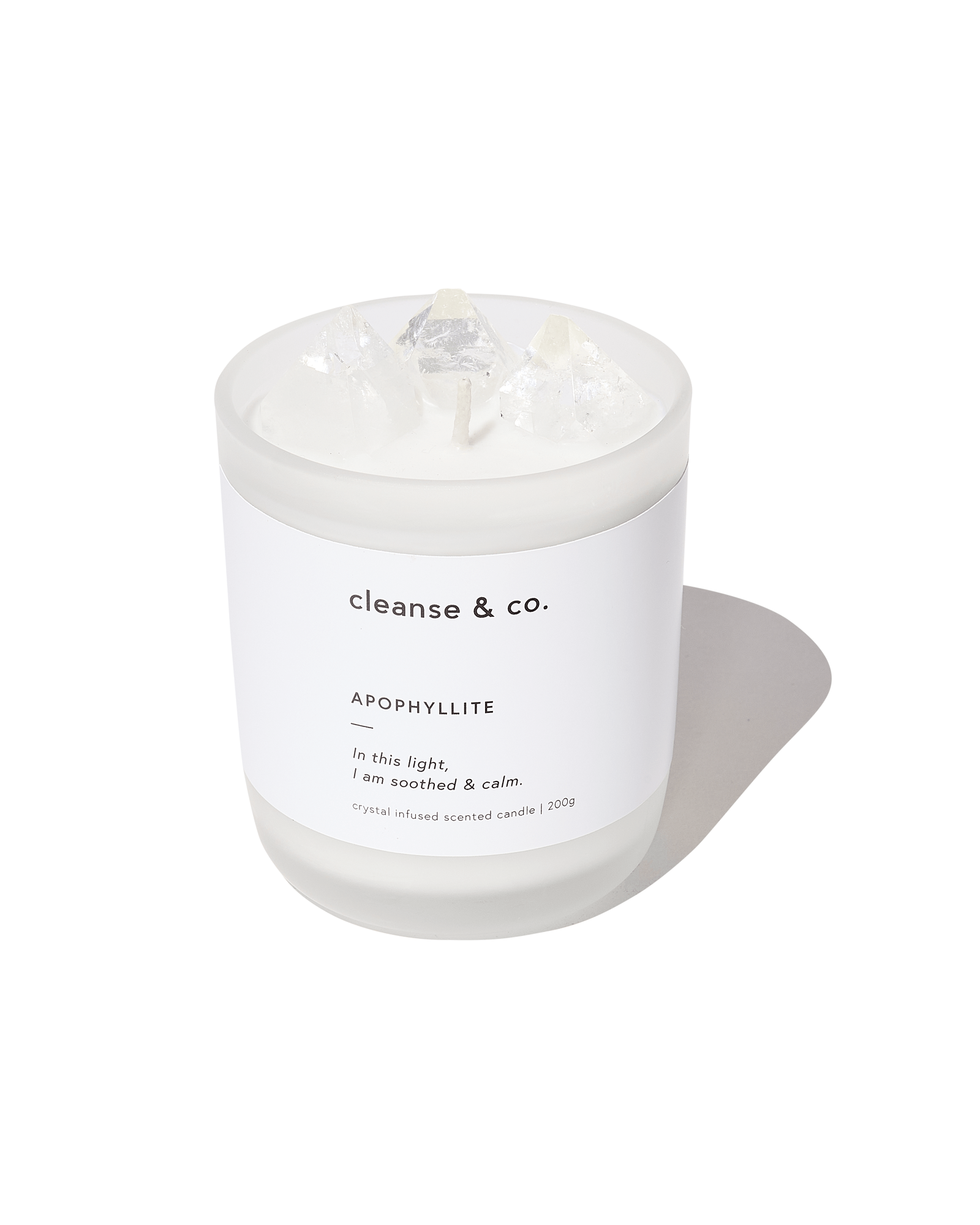 Apophyllite Intention Crystal Candle - soothed & calm candle 200G / Coconut, Lime & Elderflower cleanse and co.