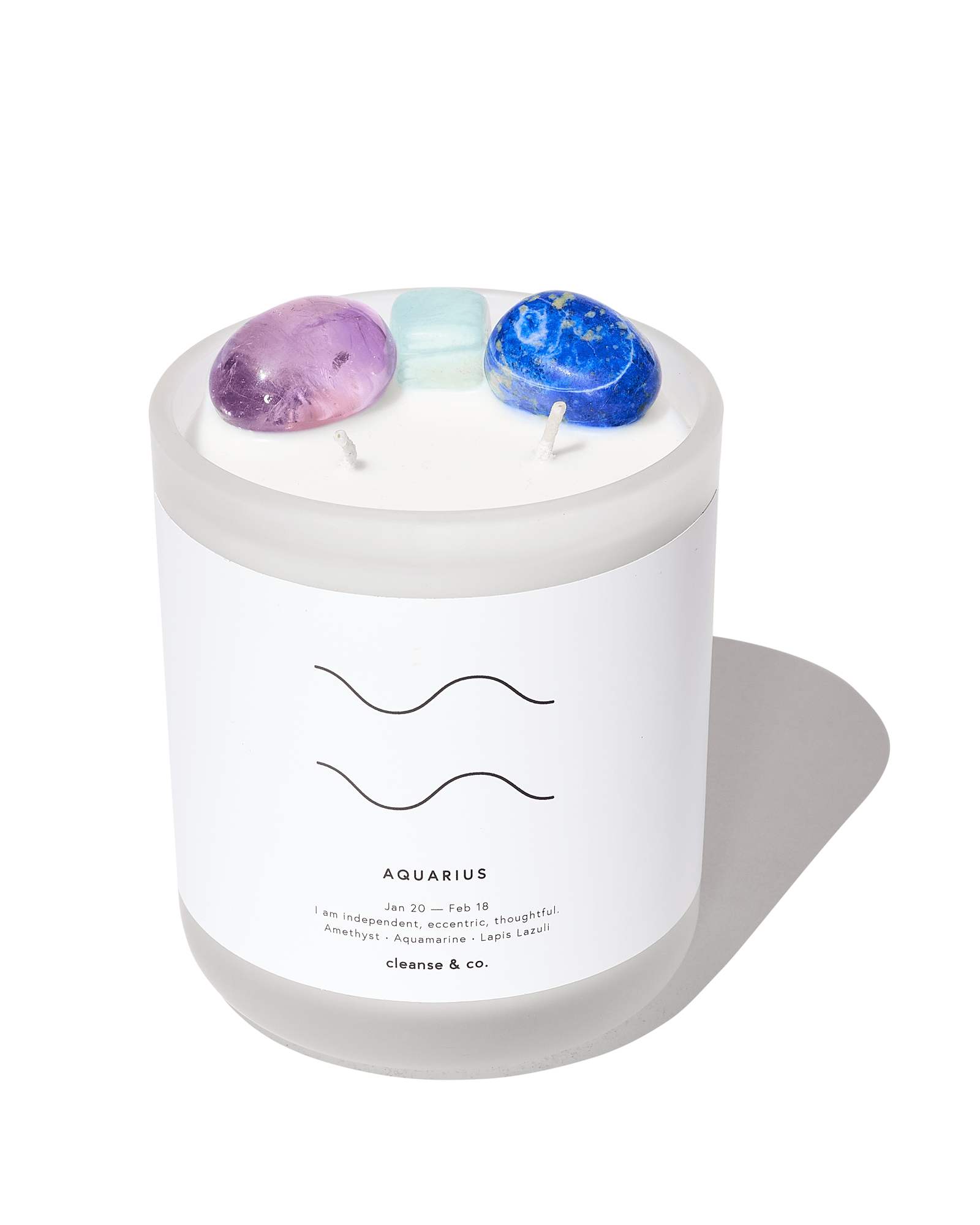 Aquarius Zodiac Crystal Candle candle cleanse and co.