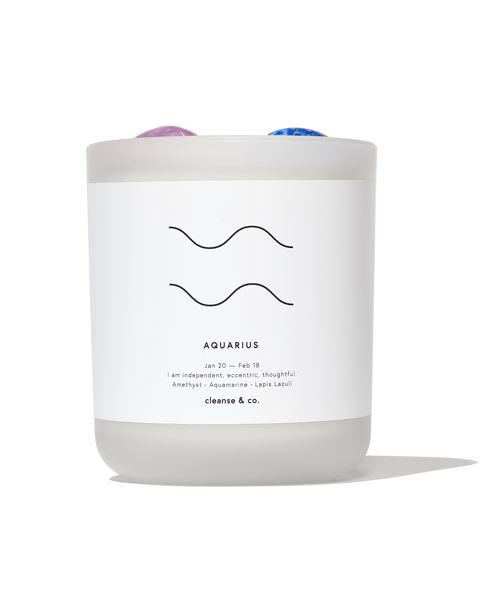 Aquarius Zodiac Crystal Candle candle cleanse and co.
