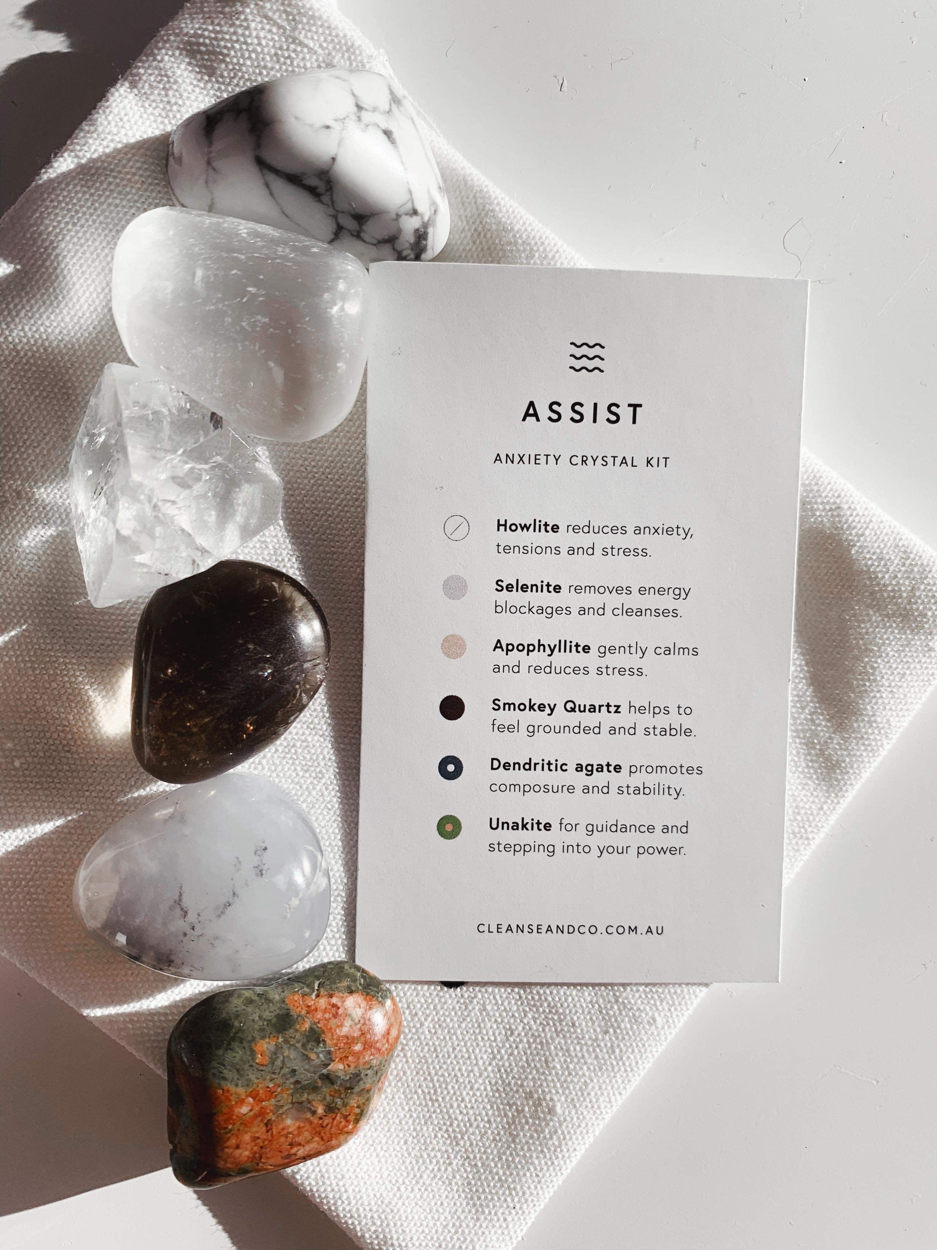 Assist Crystal Kit – Anxiety crystal kit cleanse & co.