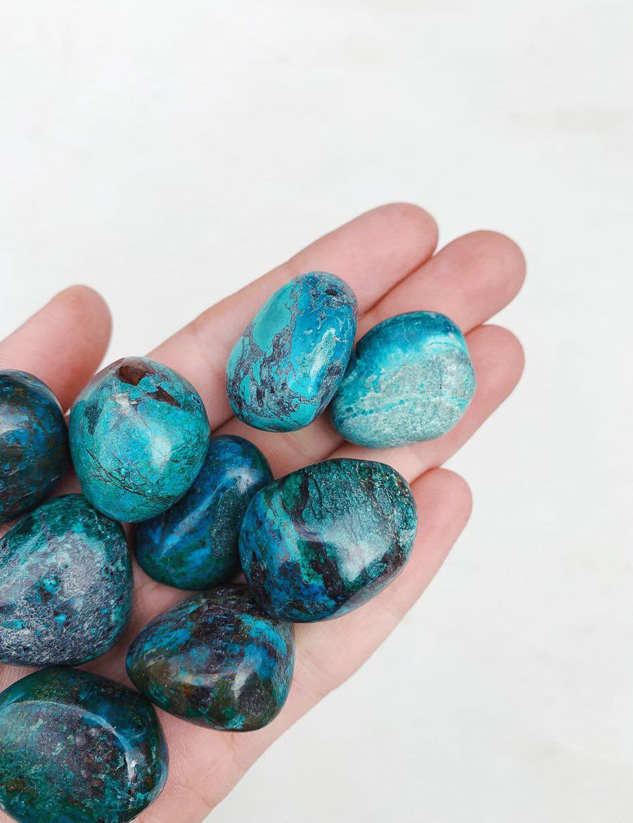Chrysocolla Tumble - Express/Communicate tumbled cleanse & co.