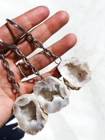 Clear Quartz Geode Key Chain cleanse & co.