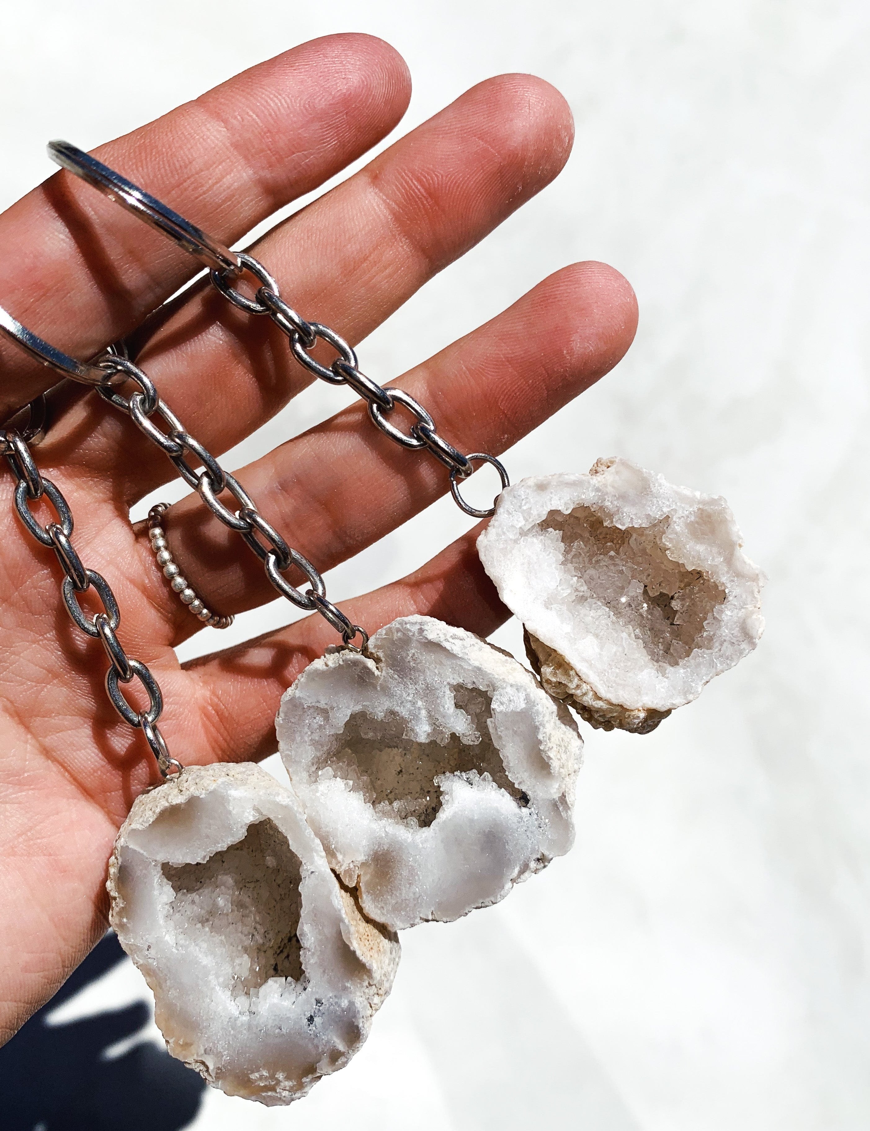 Clear Quartz Geode Key Chain cleanse & co.