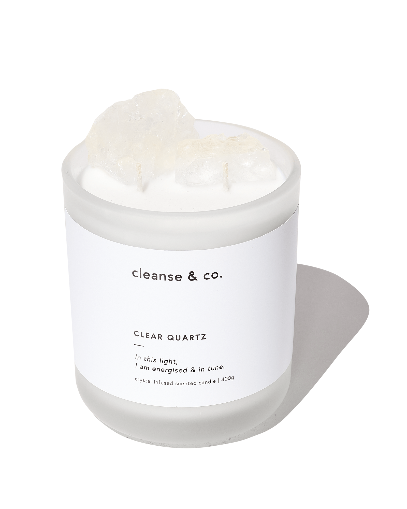 Clear Quartz Intention Crystal Candle - energised & in tune candle cleanse and co.