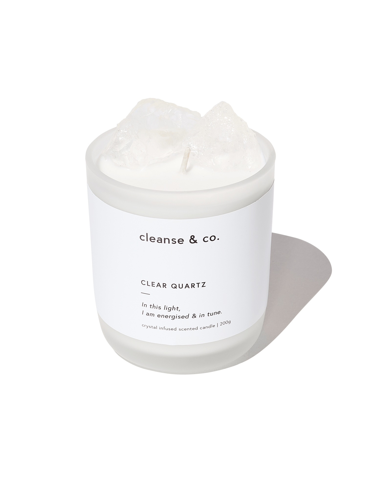 Clear Quartz Intention Crystal Candle - energised & in tune candle cleanse and co.
