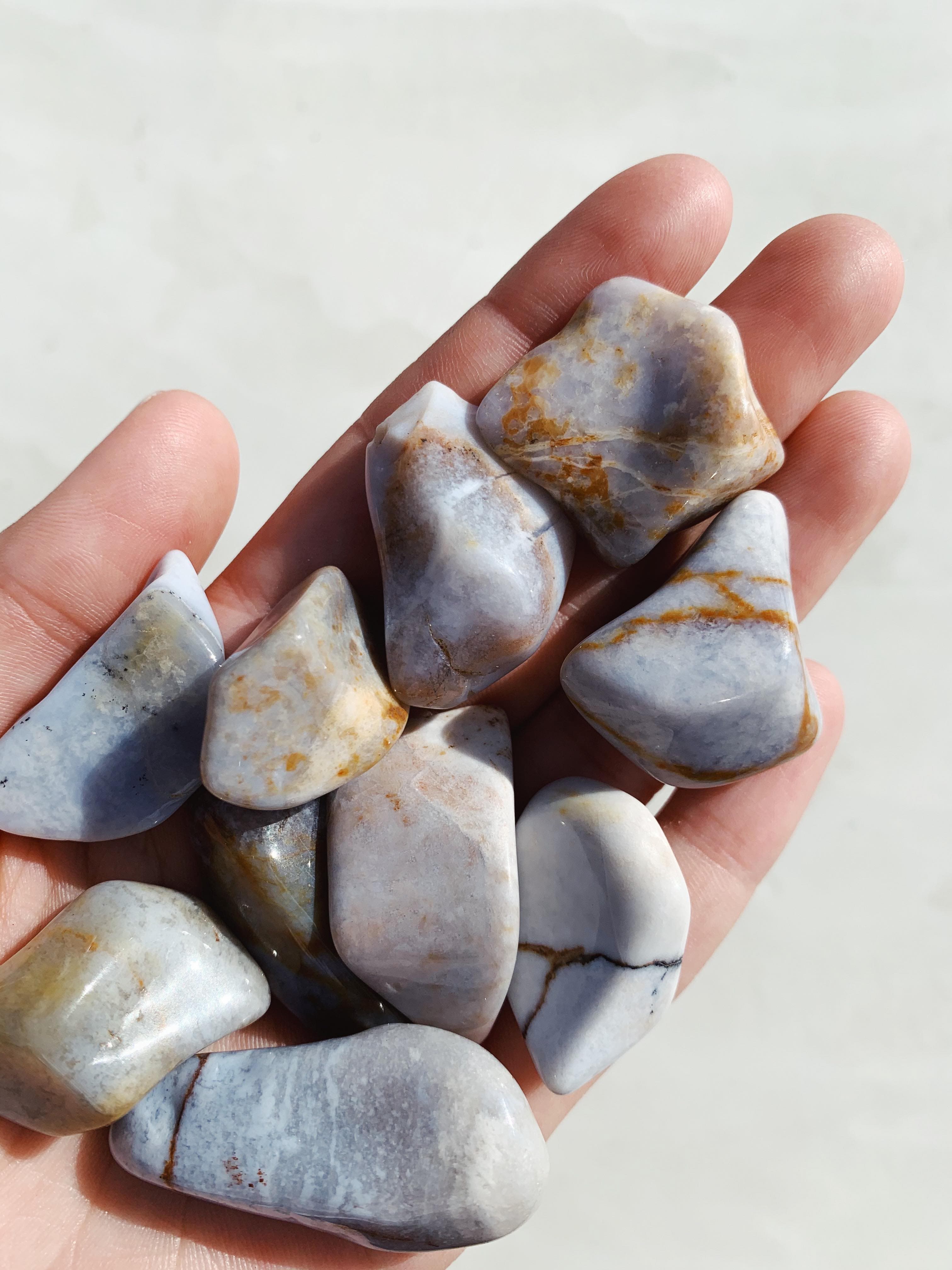 Fancy Blue Chalcedony Tumble - Positivity/Peace tumbled cleanse & co.