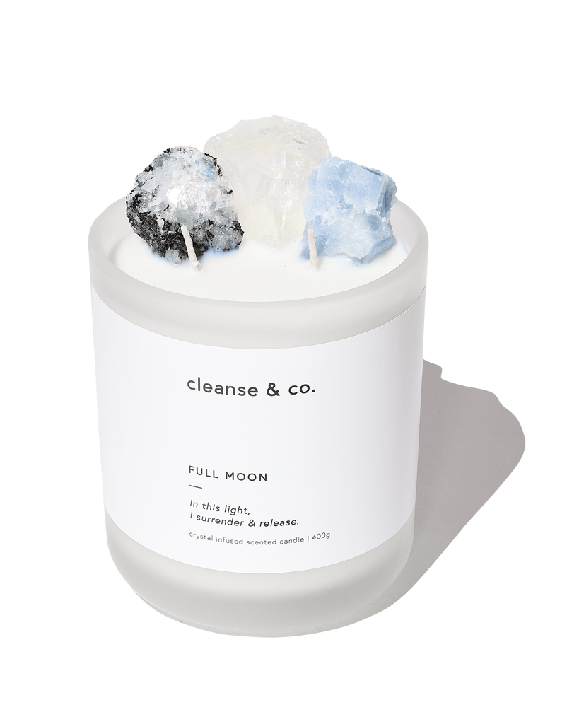 Full Moon Intention Crystal Candle candle cleanse and co.