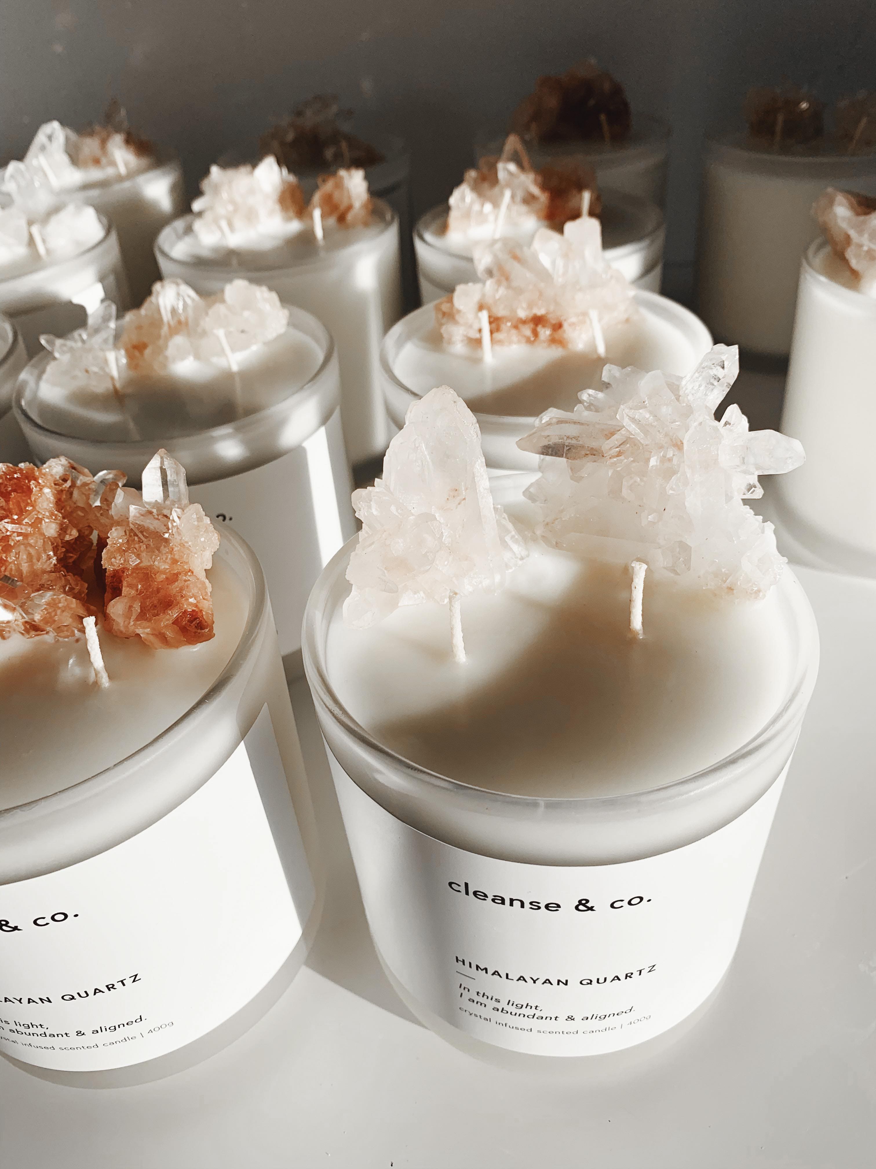Himalayan Quartz Crystal Candle - abundant & aligned candle cleanse and co.