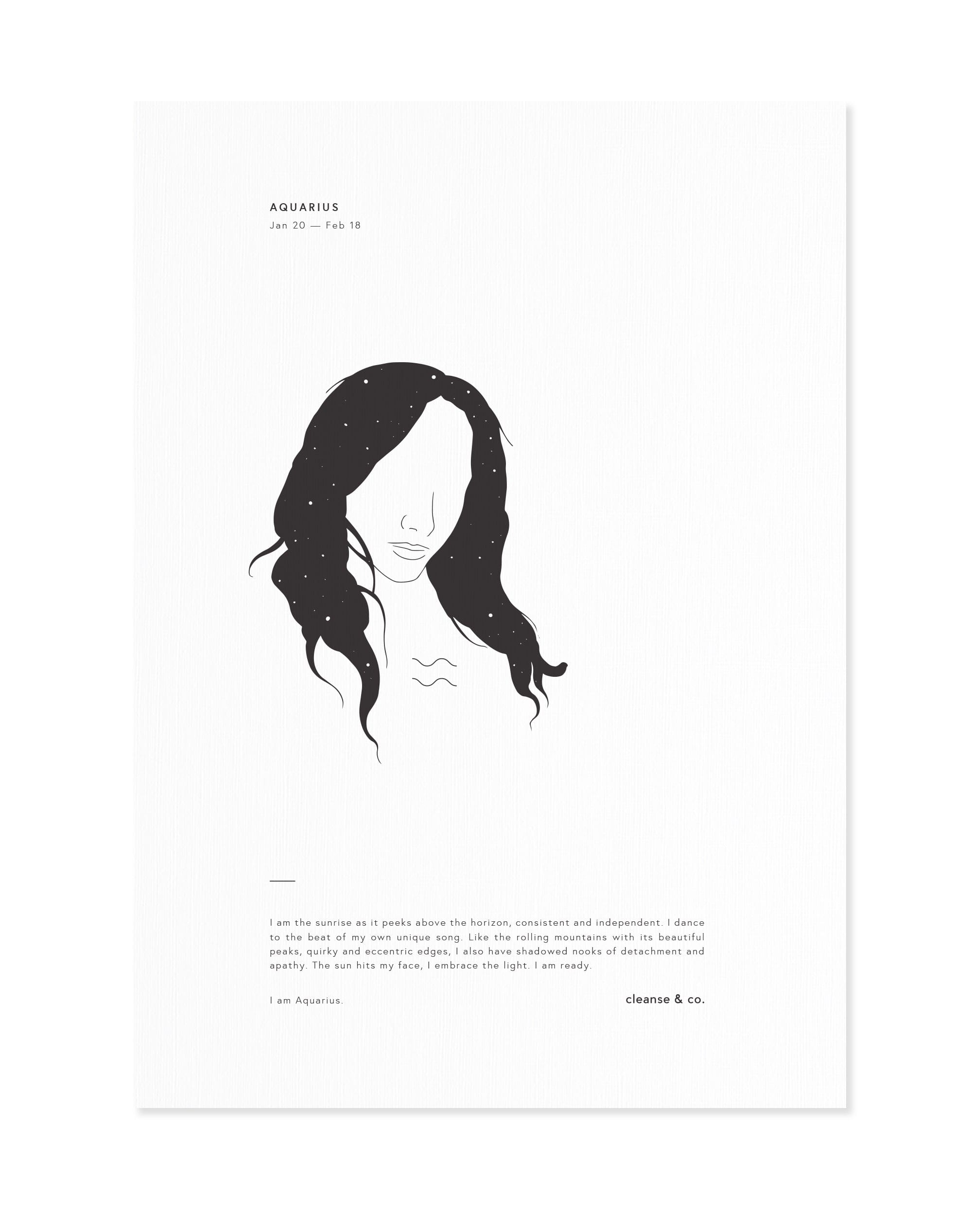 I am Aquarius - Zodiac Print print cleanse and co.