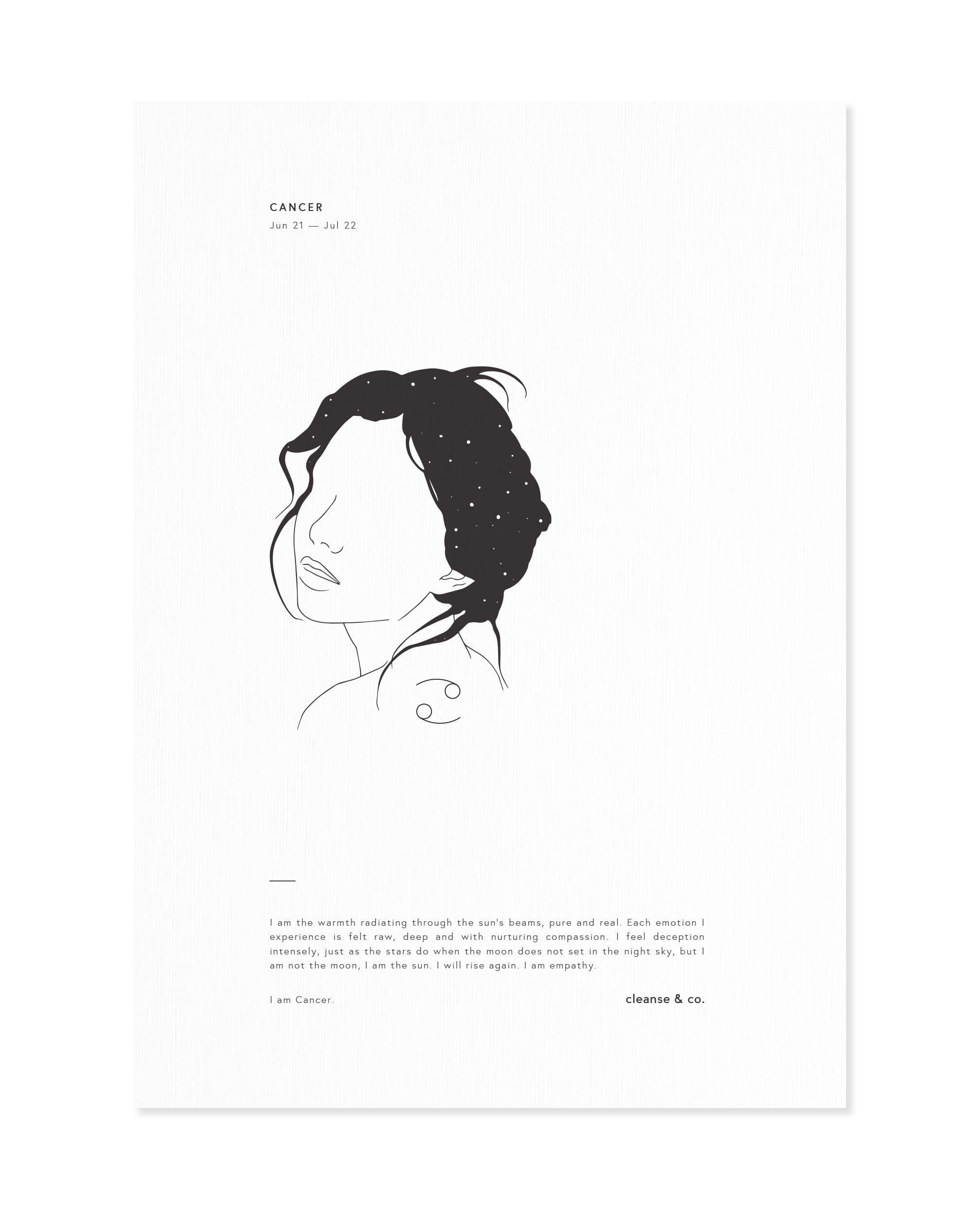 I am Cancer - Zodiac Print print cleanse and co.