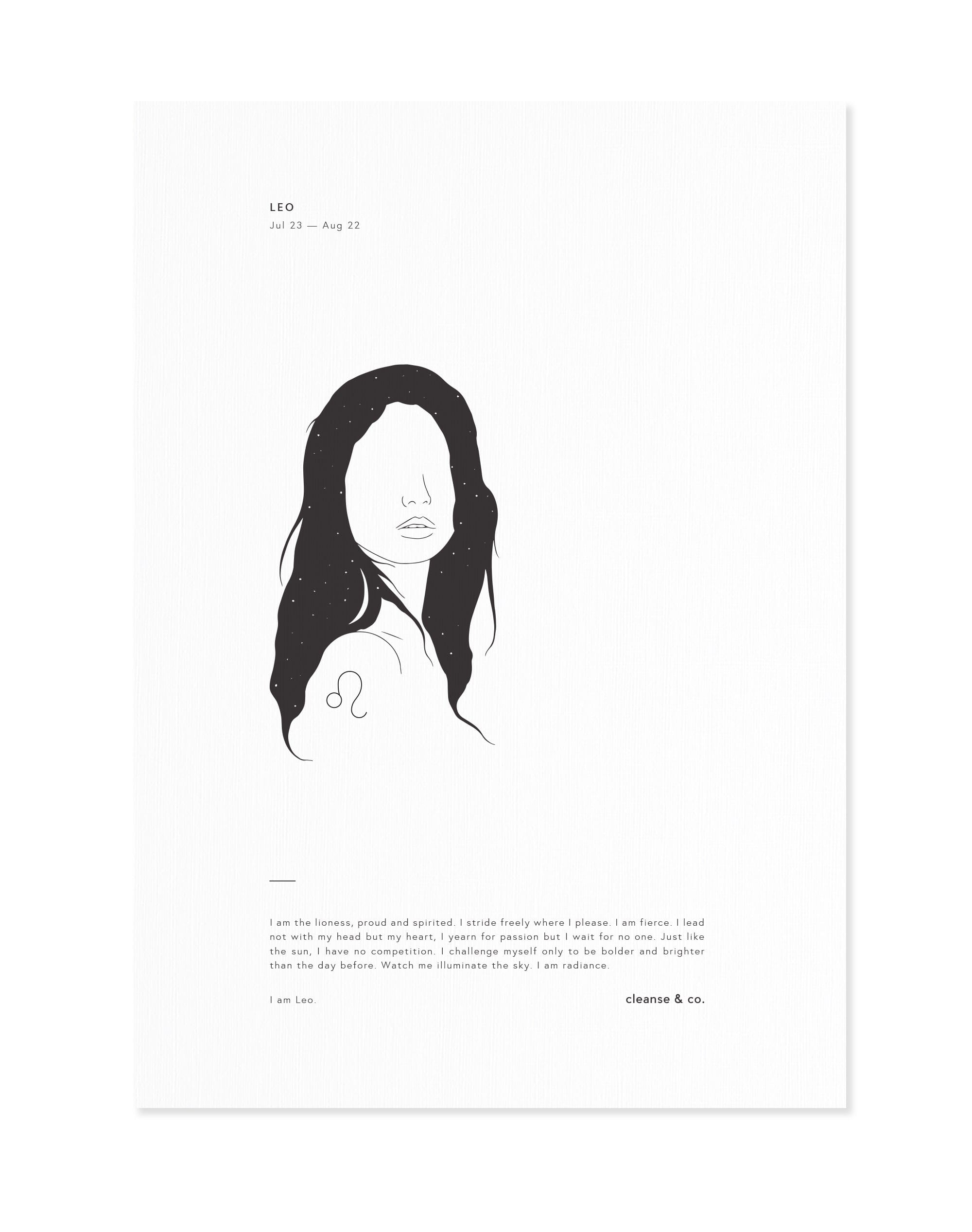 I am Leo - Zodiac Print print cleanse and co.
