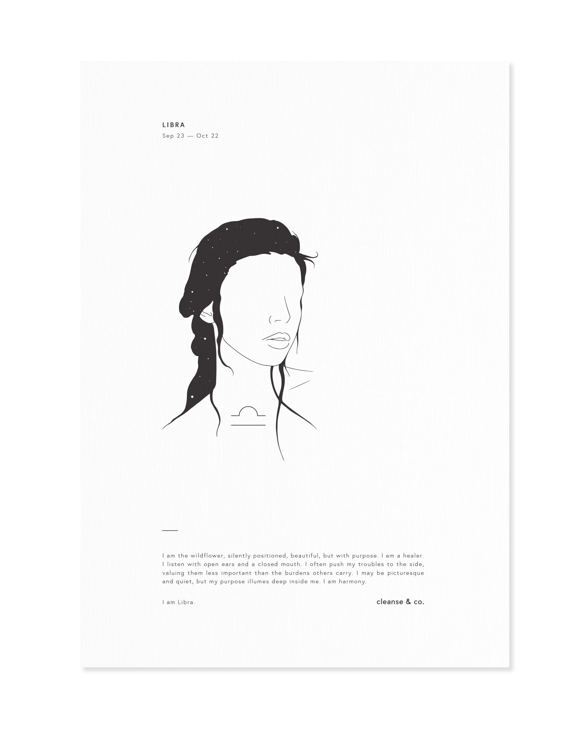 I am Libra - Zodiac Print print cleanse and co.