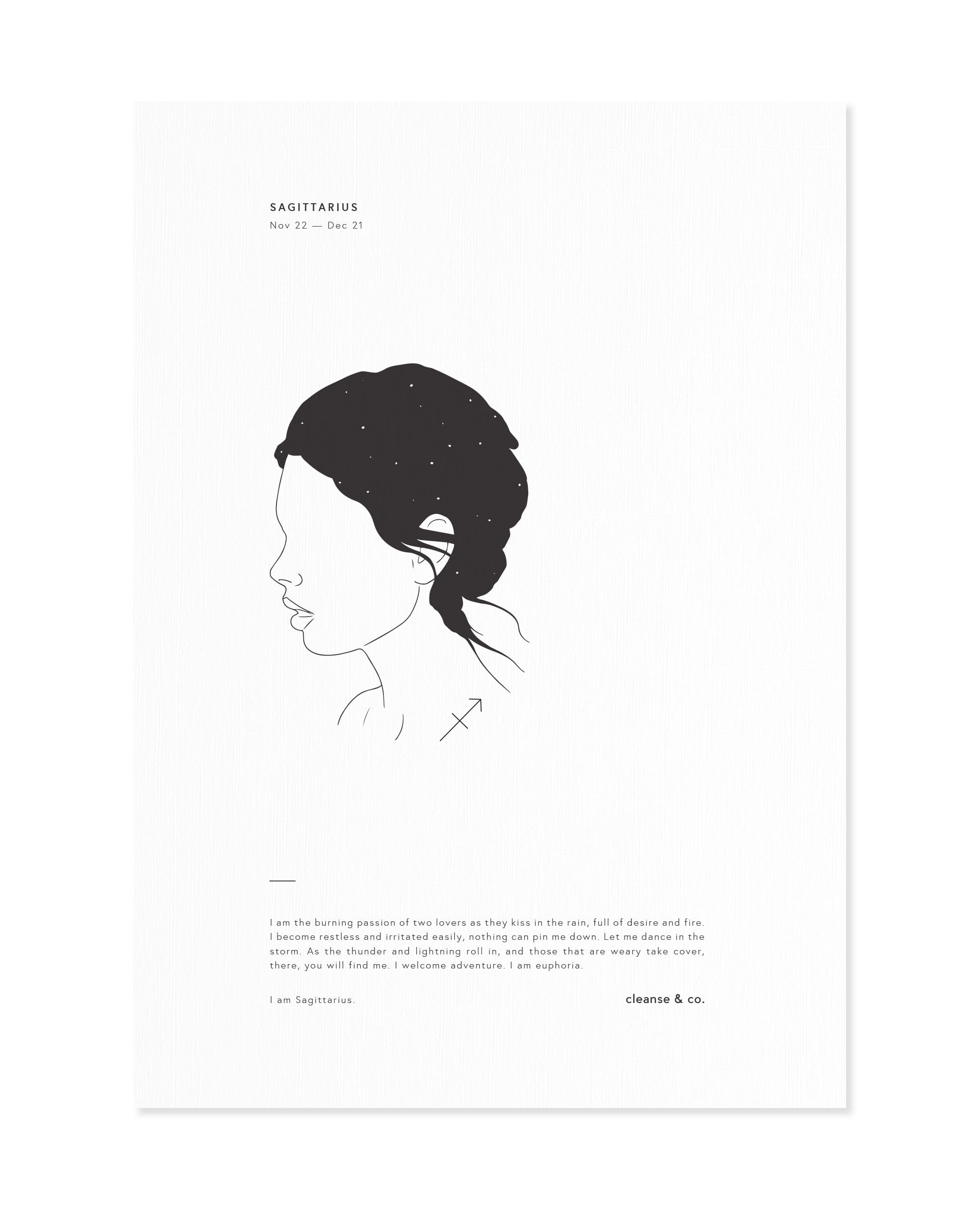 I am Sagittarius - Zodiac Print print cleanse and co.